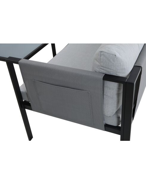 Graues schwarzes Eckgartenmöbel für 6 Personen