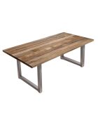 Table avec plateau en manguier dessus naturel cadre argenté antique - 160x90x77 cm