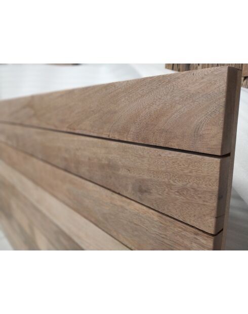 Table avec plateau en manguier dessus naturel cadre argenté antique - 160x90x77 cm