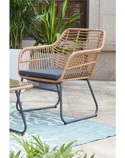 Tuinmeubilair 4-zits natuurgrijze kussens