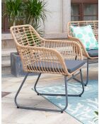 Tuinmeubilair 4-zits natuurgrijze kussens