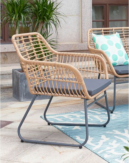 Tuinmeubilair 4-zits natuurgrijze kussens