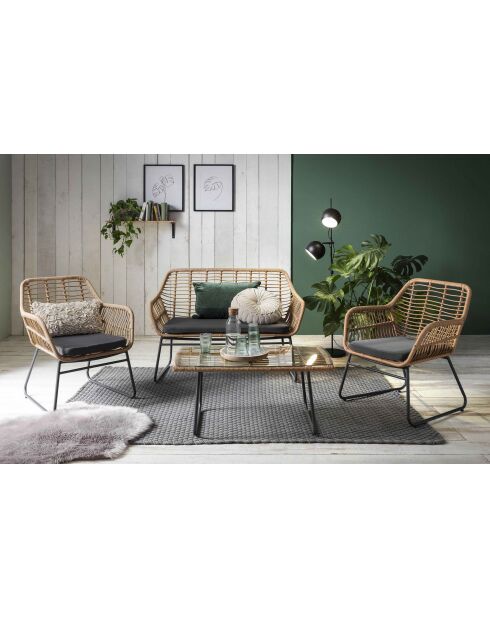 Tuinmeubilair 4-zits natuurgrijze kussens