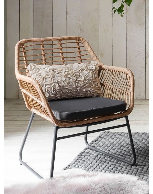 Tuinmeubilair 4-zits natuurgrijze kussens