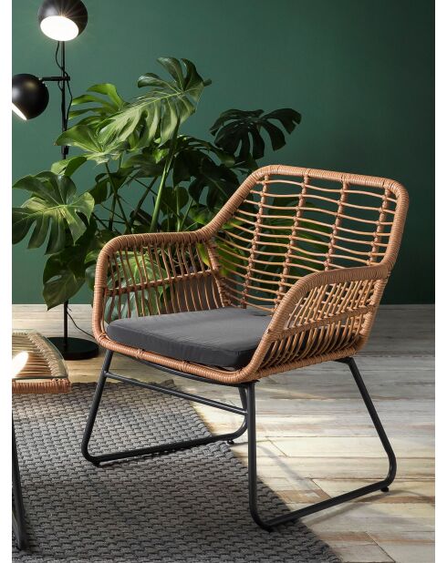 Tuinmeubilair 4-zits natuurgrijze kussens