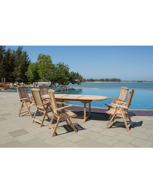 Ausziehbarer ovaler Gartentisch mit Schmetterlingsauszug ausziehbar bis 240 cm Natur - 180x100x75 cm