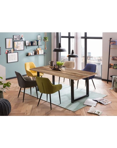 Tisch mit natürlicher Oberfläche aus Mangoholz, antikes schwarzes Gestell - 160x90x77 cm