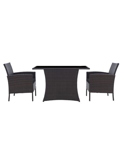 Set da pranzo a 2 posti con cuscini neri marroni