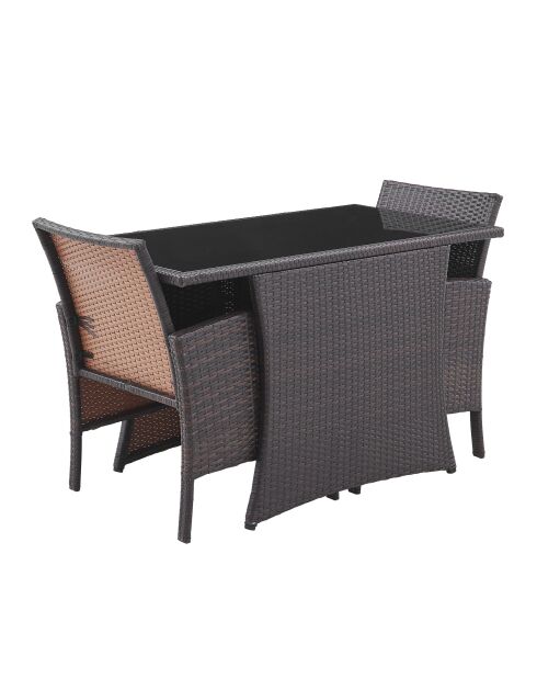 Set da pranzo a 2 posti con cuscini neri marroni