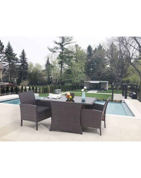 Set da pranzo a 2 posti con cuscini neri marroni