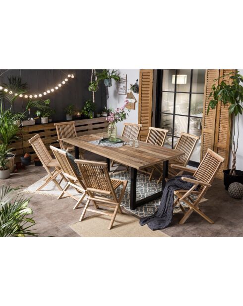 Tisch mit natürlicher Oberfläche aus Mangoholz, antikes schwarzes Gestell - 220x100x77 cm