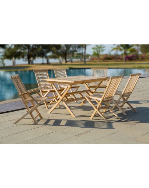 Teakhouten tuintafel met natuurlijke opvouwbare parasolhouder - 135x85x75 cm