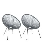 2 Chaises en rotin grises - 73x73x88 cm