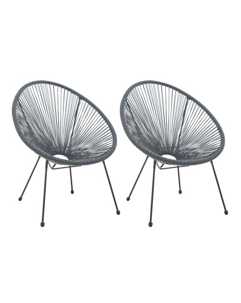 2 Chaises en rotin grises - 73x73x88 cm