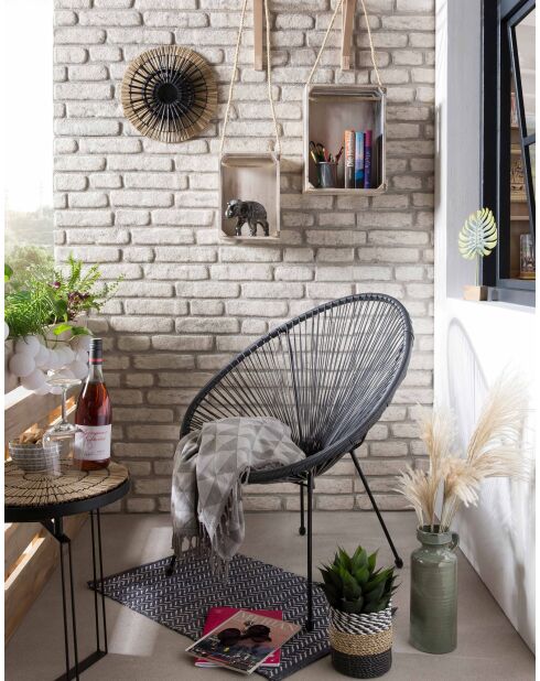 2 Chaises en rotin grises - 73x73x88 cm