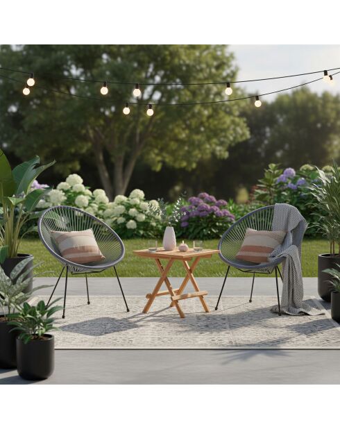 2 Chaises en rotin grises - 73x73x88 cm