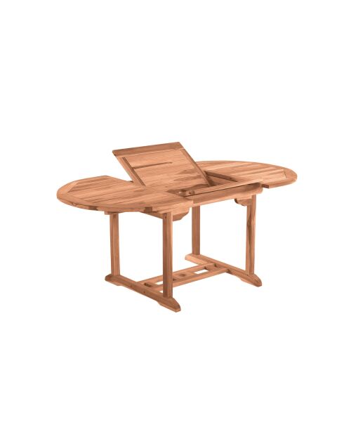 Ausziehbarer runder Gartentisch mit Schmetterlingsauszug ausziehbar bis 170 cm Natur - 120x120x75 cm