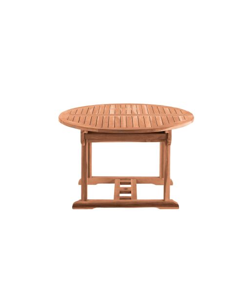 Ausziehbarer runder Gartentisch mit Schmetterlingsauszug ausziehbar bis 170 cm Natur - 120x120x75 cm