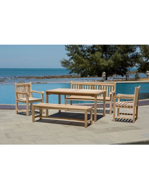 Natuurlijke 3-zits teakhouten tuinbank - 150x42x45 cm