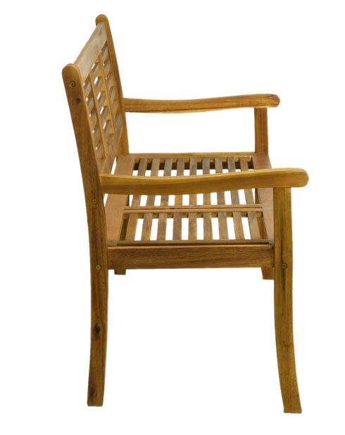 3-zits tuinbank van 150 cm met natuurlijke rugleuning en armleuningen - 150x68x92 cm
