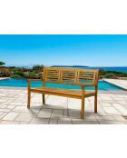 3-zits tuinbank van 150 cm met natuurlijke rugleuning en armleuningen - 150x68x92 cm