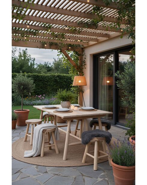 Teakhouten tafel met natuurlijke centrale paal - 180x90x77 cm