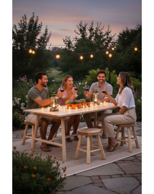 Teakhouten tafel met natuurlijke centrale paal - 180x90x77 cm