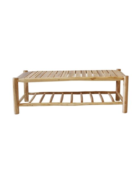 Teakhouten salontafel met 2 natuurlijke planken - 140x70x45 cm