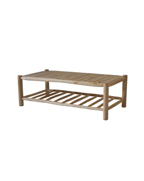 Teakhouten salontafel met 2 natuurlijke planken - 140x70x45 cm