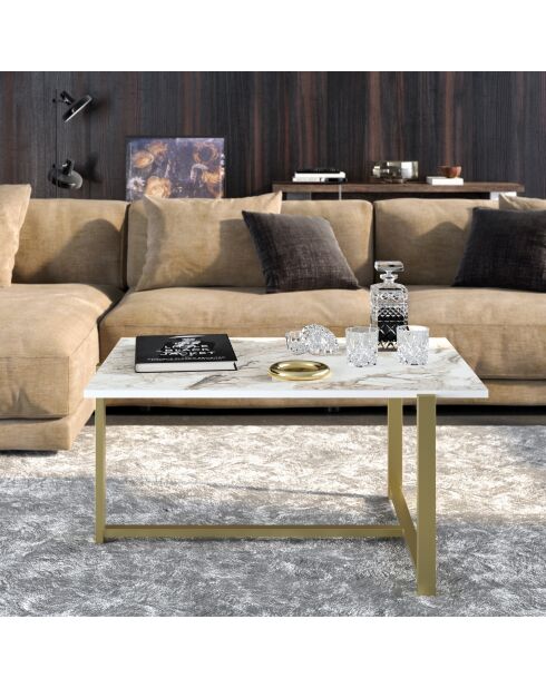 Mesita Merideths dorada/blanca - 92x64x45 cm