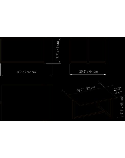 Mesita Merideths dorada/blanca - 92x64x45 cm
