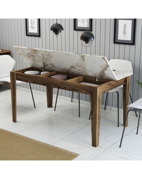 Milan 515 Esstisch Nussbaum/weiß - |145x75x88 cm