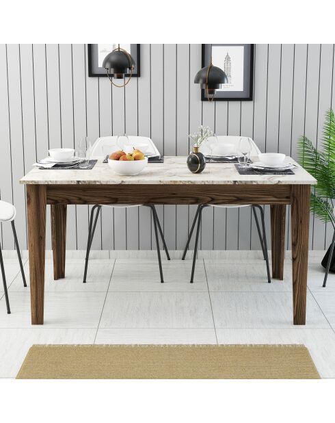 Milan 515 Esstisch Nussbaum/weiß - |145x75x88 cm