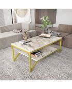 Mesita Flora dorada/blanca - 120x60x45,8 cm