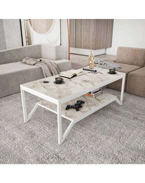 Table basse Flora blanche - 120x60x45.8 cm