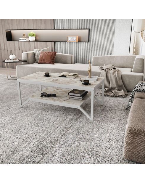 Table basse Flora blanche - 120x60x45.8 cm
