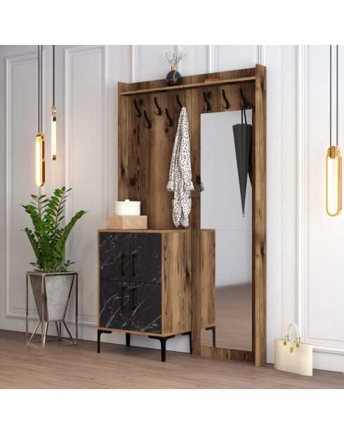 Support d'entrée Berlin BC noyer/noir - 120x200x35 cm