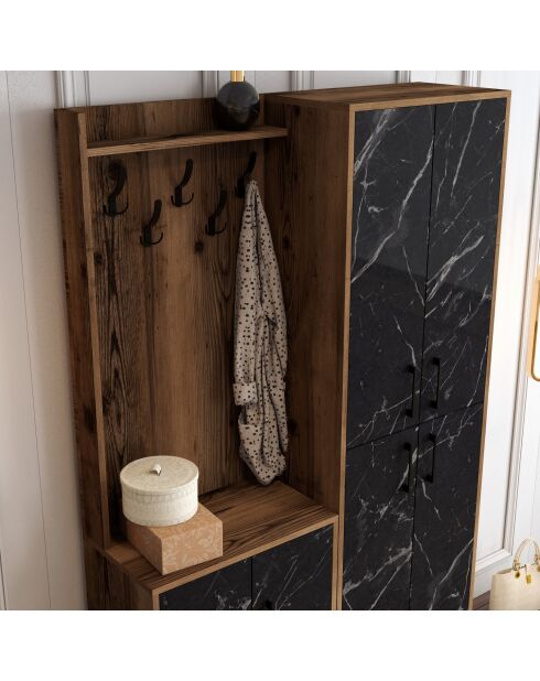 Support d'entrée Berlin BA noyer/noir - 120x200x35 cm