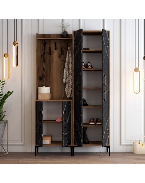 Support d'entrée Berlin BA noyer/noir - 120x200x35 cm