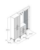 Supporto da ingresso Berlin ABC in noce/bianco - 180x200x35 cm
