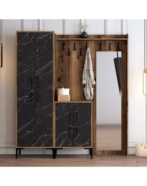 Support d'entrée Berlin ABC noyer/noir - 180x200x35 cm