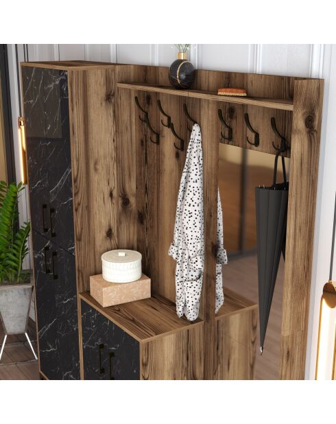 Support d'entrée Berlin ABC noyer/noir - 180x200x35 cm