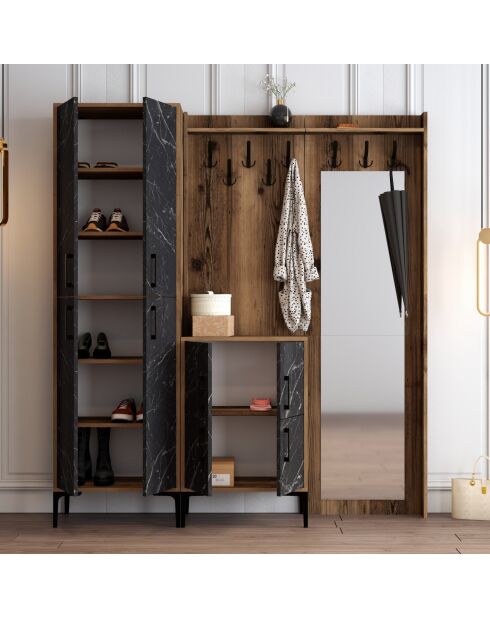 Support d'entrée Berlin ABC noyer/noir - 180x200x35 cm