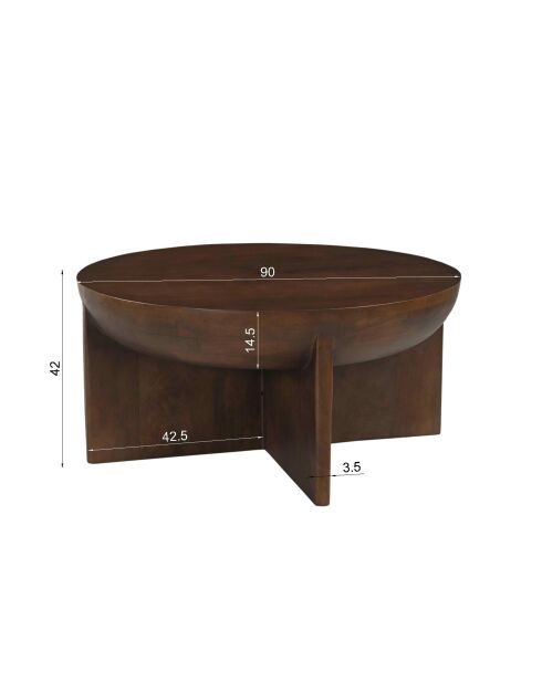 Sit - Tavolino da caffè Rondura marrone - 90x90x42cm