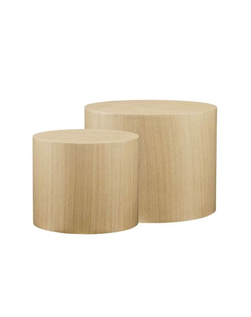 Fever - Set van 2 salontafels van natuurlijk eikenhout - 48x48x38 cm/38x32 cm