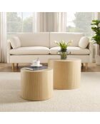 Fever - Set aus 2 Couchtischen aus natürlicher Eiche - 48x48x38 cm/38x38x32 cm