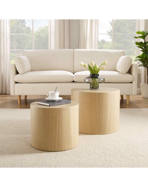 Fever - Set van 2 salontafels van natuurlijk eikenhout - 48x48x38 cm/38x32 cm