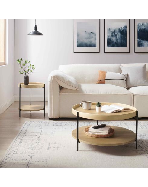 Fever - Tavolino in rovere naturale - D.69 cm