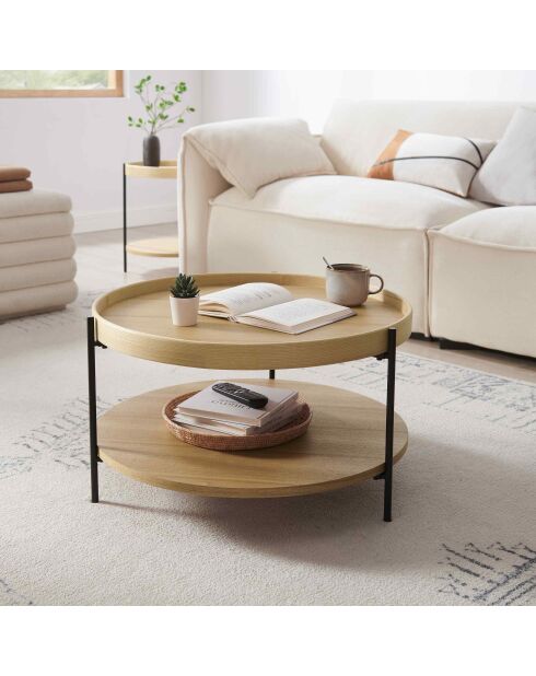 Fever - Tavolino in rovere naturale - D.69 cm