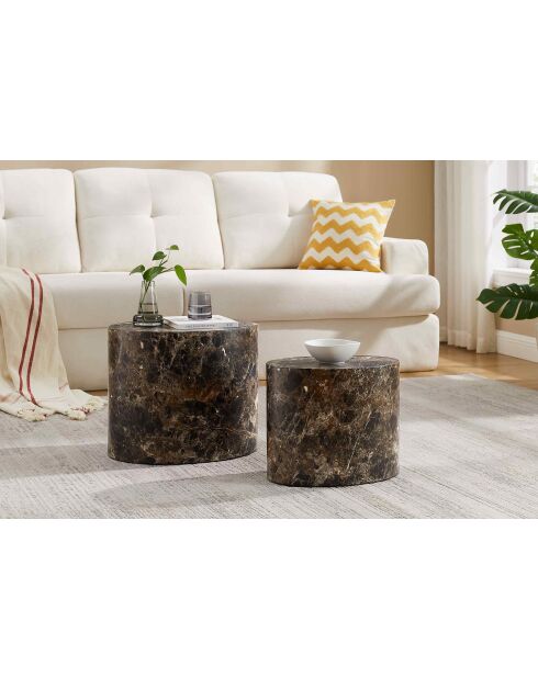 Fever - Set de 2 mesas de café marrones